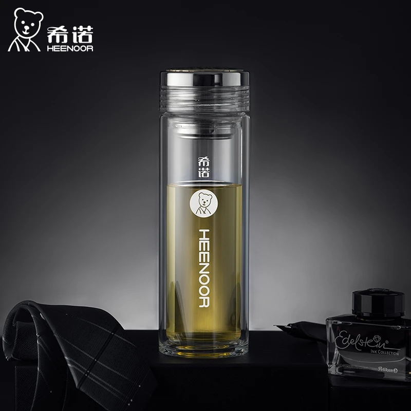 希诺双层玻璃杯男女士车载时尚过滤泡茶杯XN-6517高档透明大容量