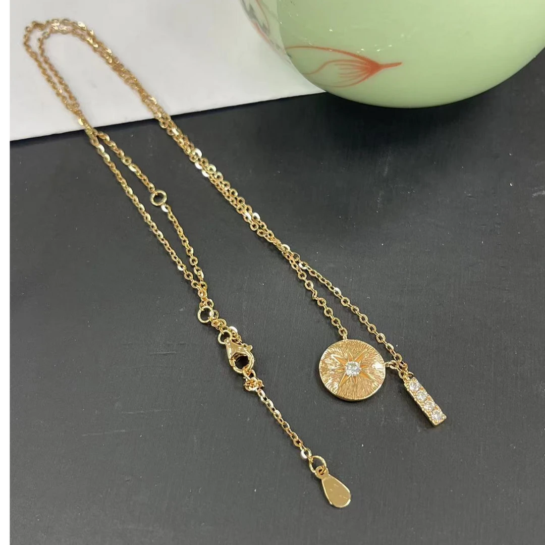 非金属莫桑石项链 玫色圆盘一体链多样性发货j2118