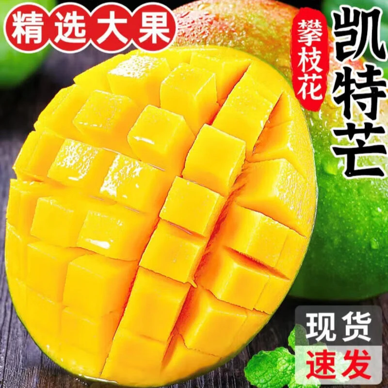 【催熟食用】四川凯特芒果5斤芒果新鲜水果包当季整箱青皮芒果泰芒