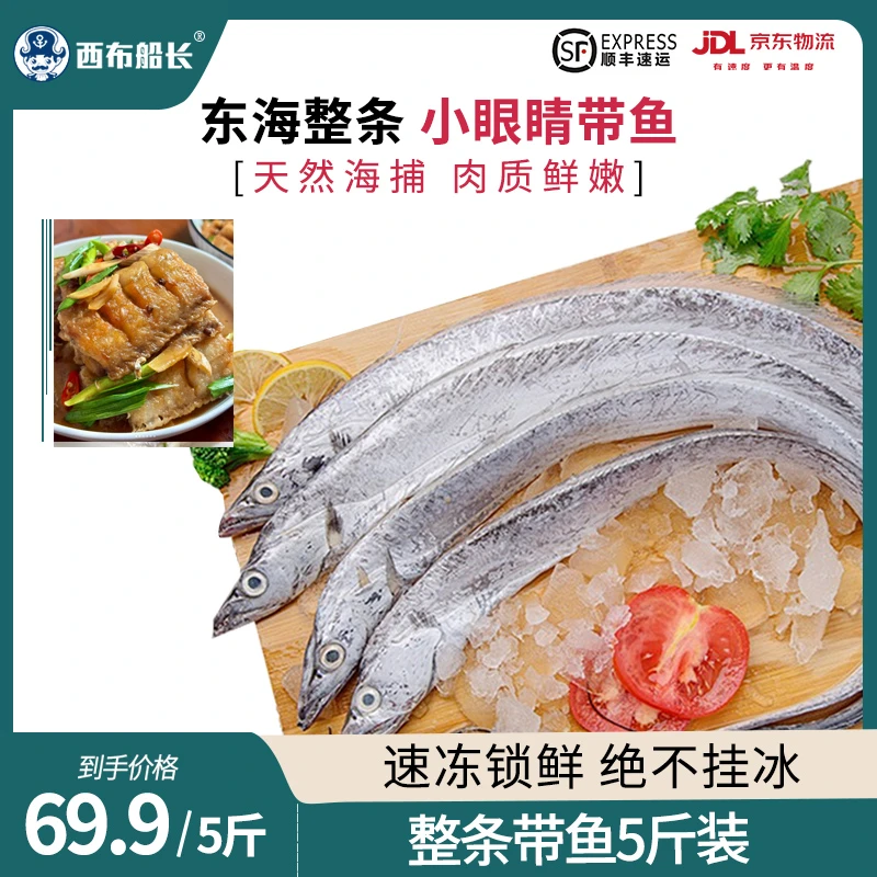东海鲜冻整条带鱼小眼油带鱼肉质鲜嫩速冻锁鲜香煎冷链发货slbt