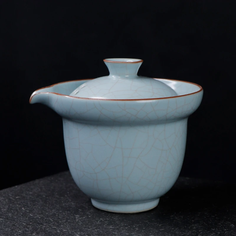 凝香阁 茶养开片天青汝窑手抓壶 大号家用陶瓷不烫手简约泡茶单壶