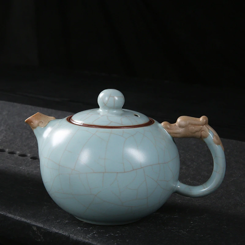 凝香阁 茶养开片天青汝窑龙凤茶壶 家用陶瓷功夫茶具泡茶日式单壶