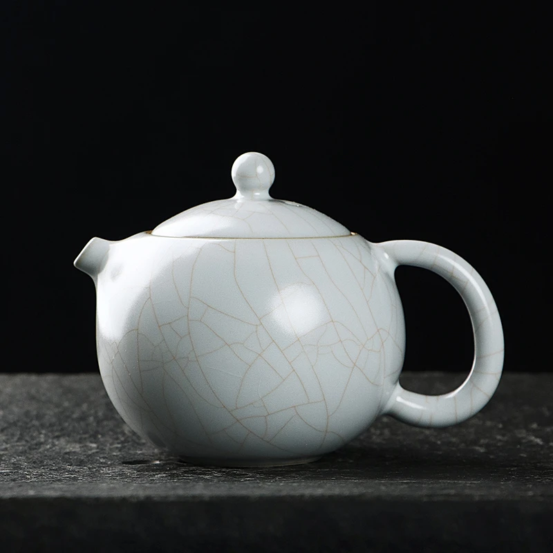 清沐堂主 茶养开片月白汝窑宝珠西施壶 简约冰裂纹茶具日式泡茶壶