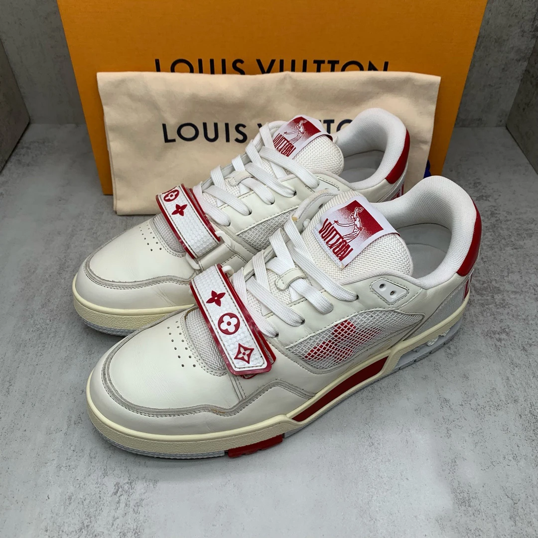 lv trainer 运动鞋 白红 魔术贴/8码 42码/原盒配件/98新/JZ81/