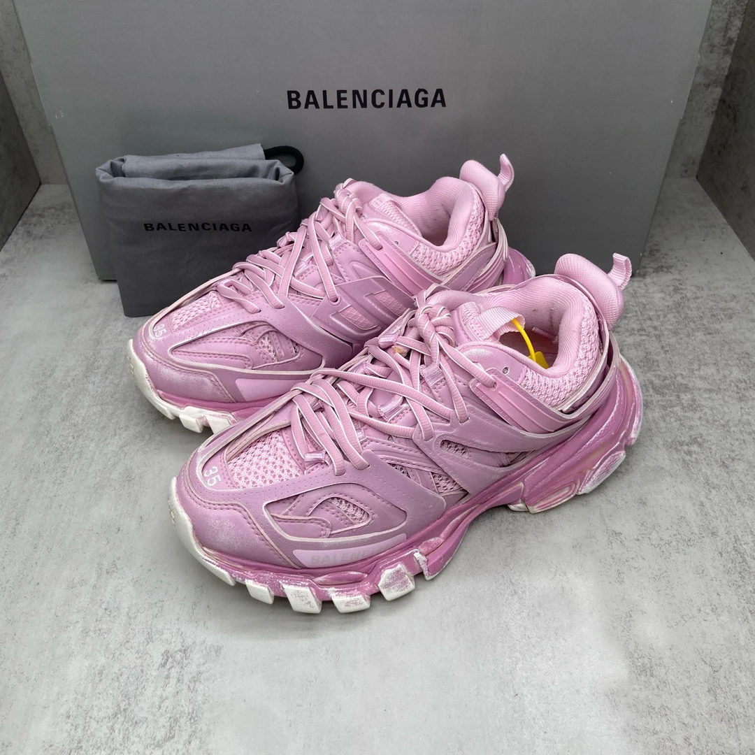 巴黎世家 Balenciaga Track 运动鞋 做旧粉/35码/编码9416/98新/