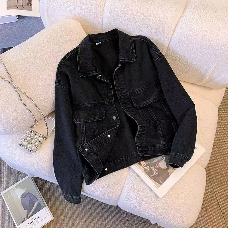 2牛仔外套女2024年春秋韩版宽松港风复古ins潮