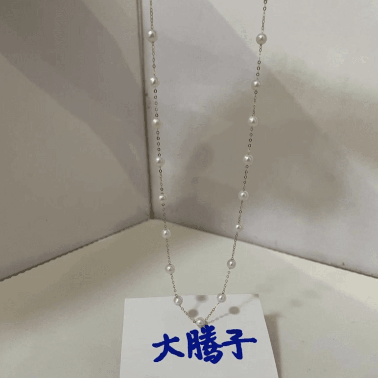 L144 淡水无核 7A小米珠 18K满天星 4mm左右珠宝项链白珠