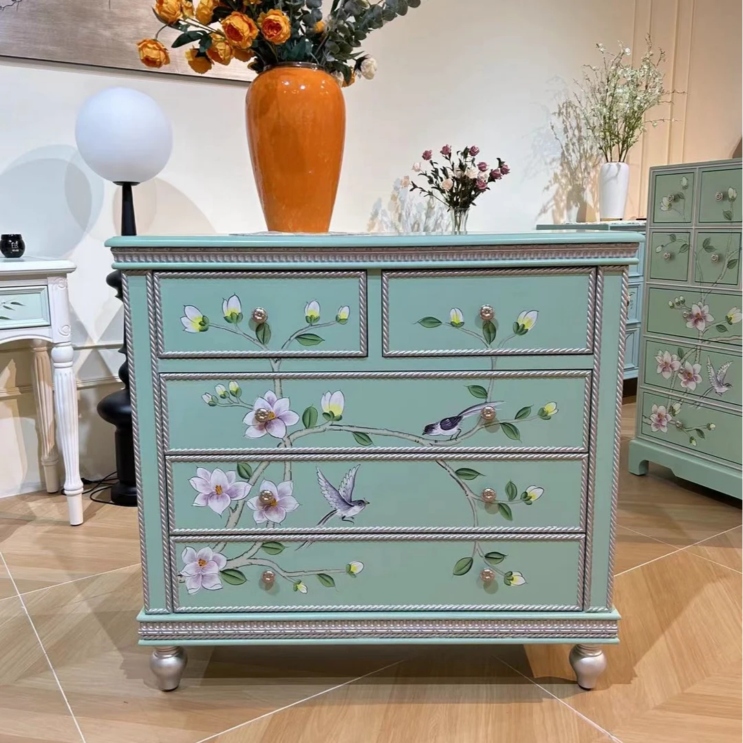 95*38*91美式乡村五斗柜玄关柜餐边柜卧室储物收纳柜奢华客厅