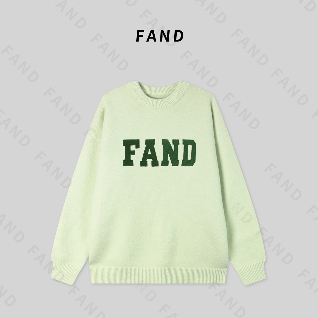 FAND品牌【Fands】秋冬时尚加厚提花百搭宽松圆领套头毛衣针织衫