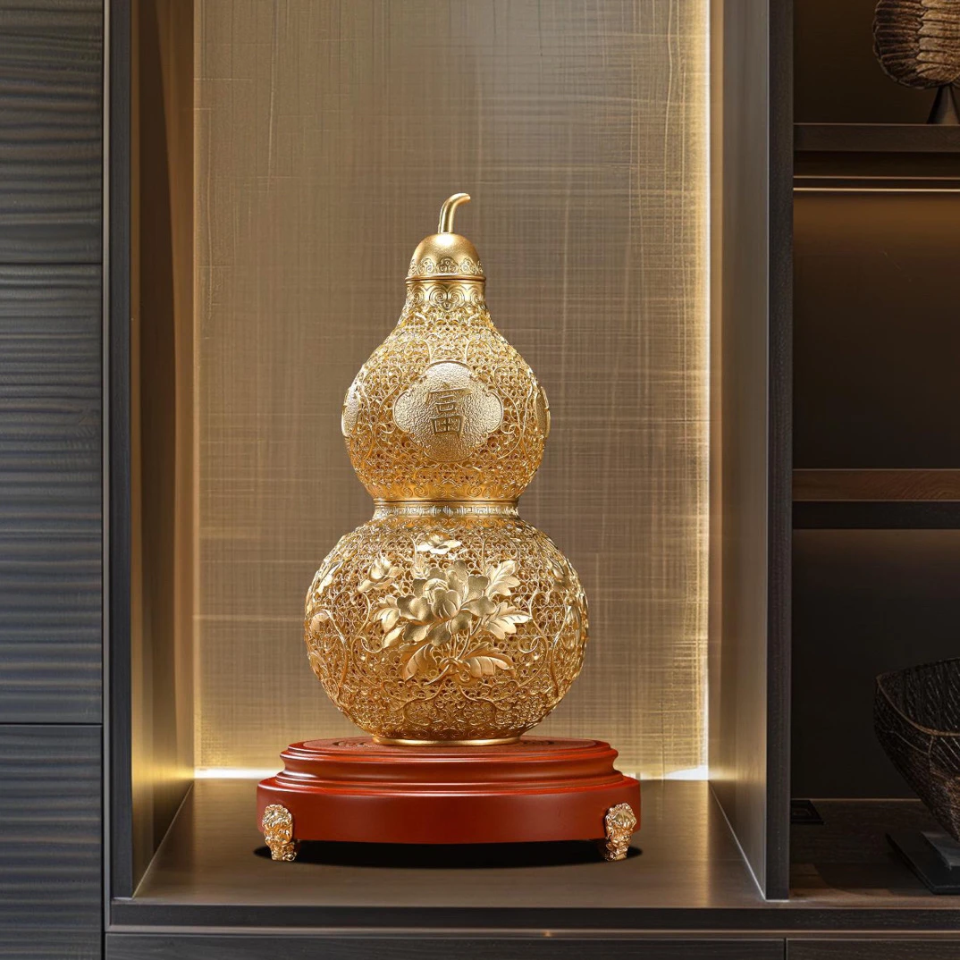 工艺品花丝葫芦摆件吉祥铜葫芦办公室客厅玄关装饰品乔迁开业礼品