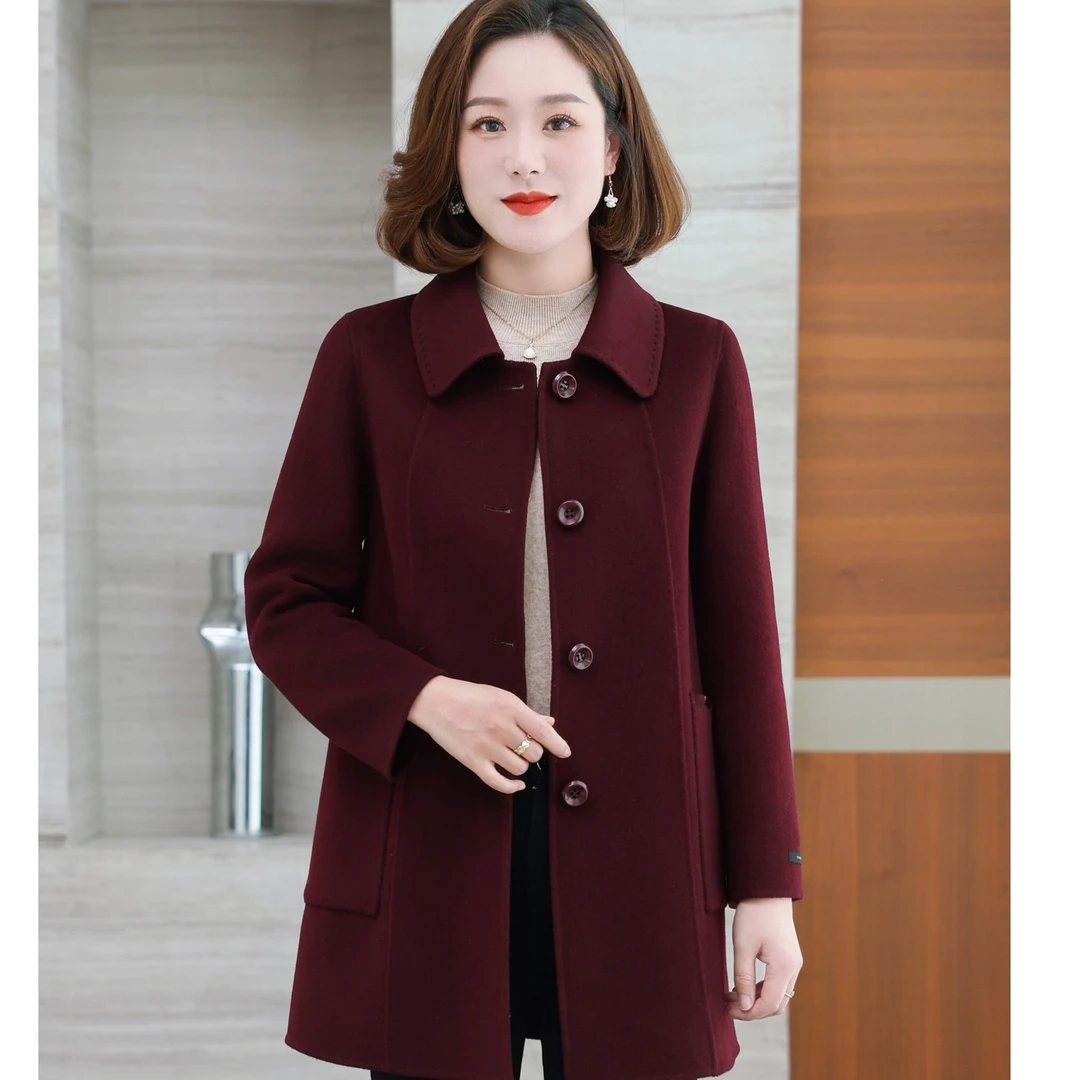 ziyang/孜洋秋冬新款百分百双面绵羊毛大衣短款外套显瘦修身A8815