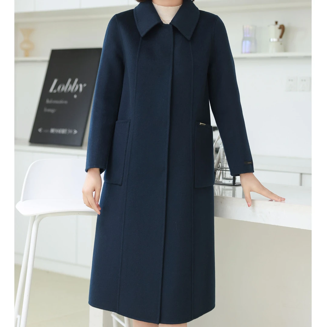 ziyang/孜洋秋冬新款百分百双面绵羊毛大衣高端显瘦气质百搭K915