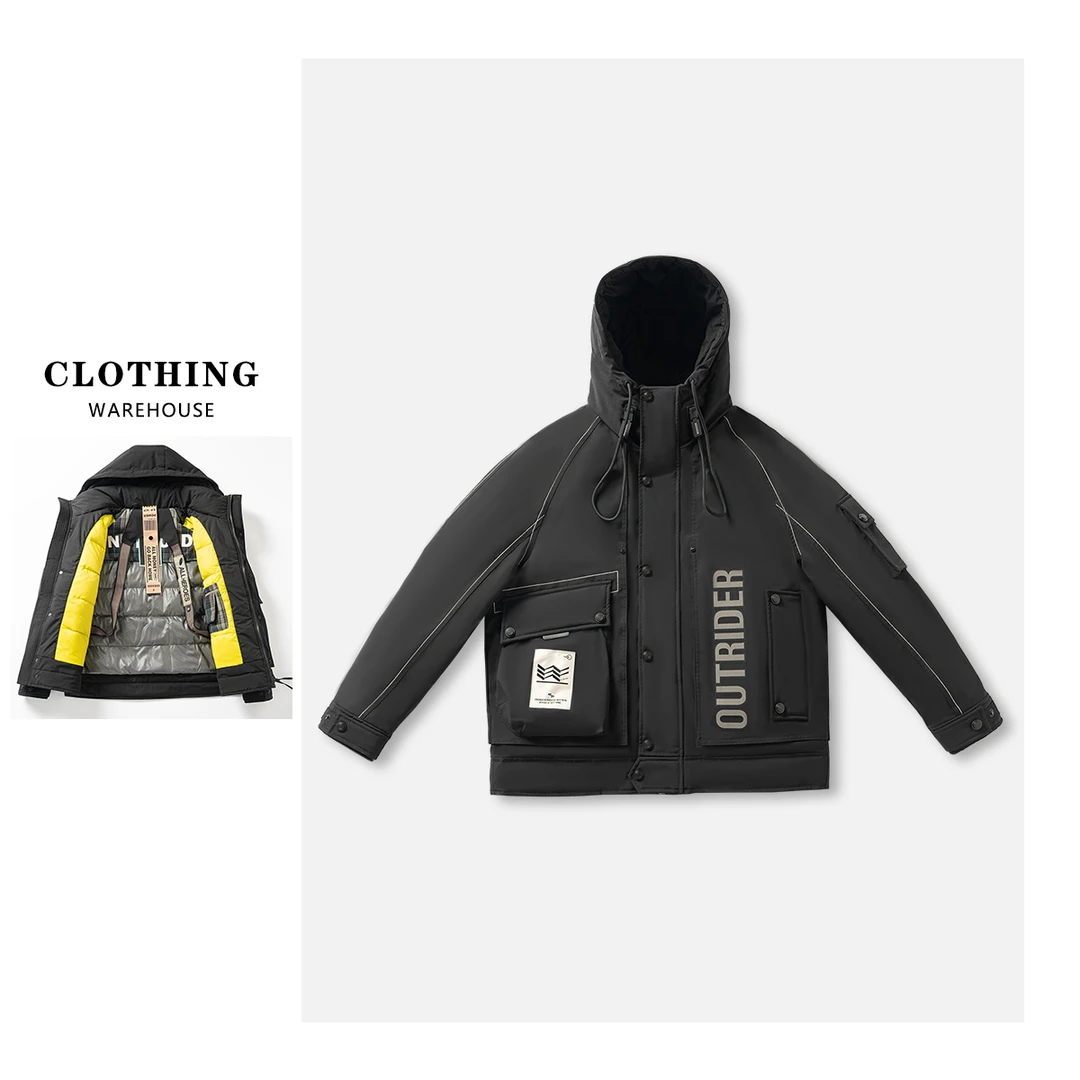 【衣品仓】冬季男士羽绒服连帽户外工装90白鸭绒保暖外套23111