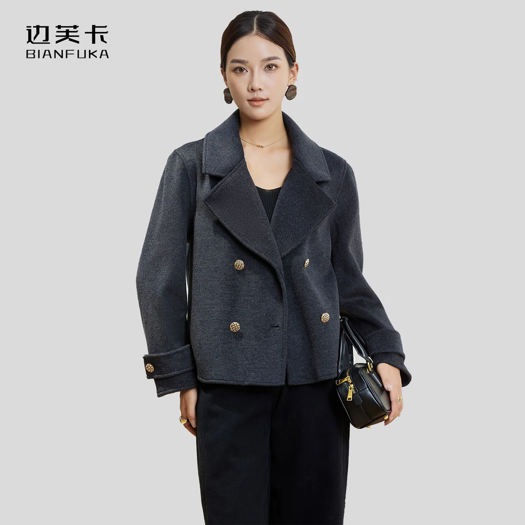外单羊毛大衣外套女士韩版短款时尚气质款 650166