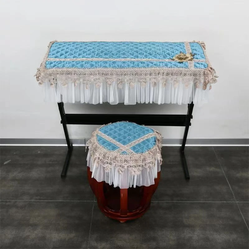 电钢琴罩88键欧式蕾丝防尘罩数码电子琴套布艺盖布定制凳子灰色