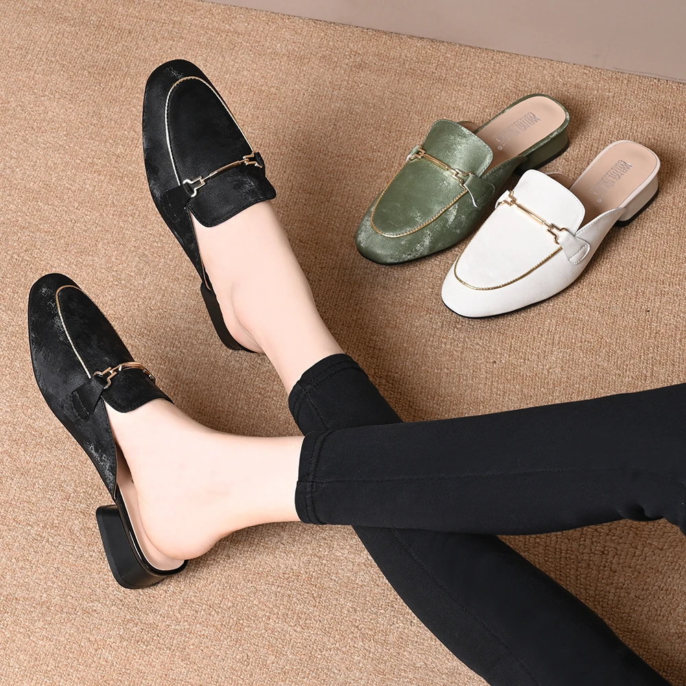 包头半拖鞋女夏外穿穆勒鞋夏季平底鞋舒适新中式国风凉拖LQ 68056