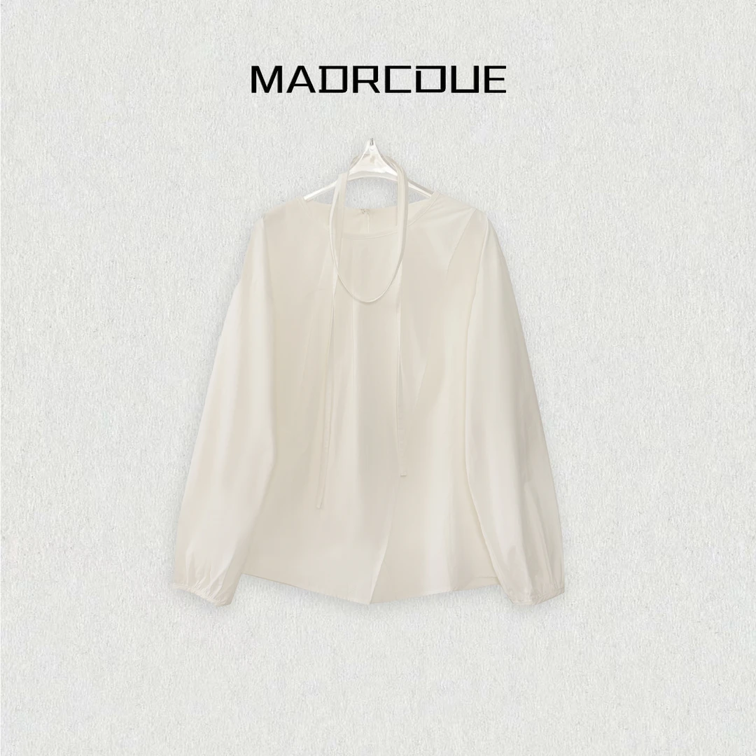 MADRCOUE【法尼塔】侧开叉设计感衬衫薄款气质绑带上衣M8972