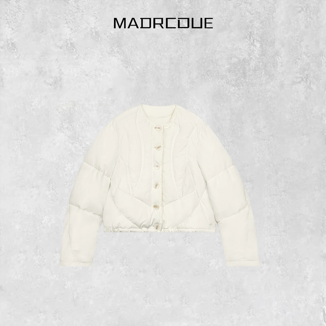 MADRCOUE 江奇怪 单排扣抽绳棉服外套宽松气质百搭上衣 JJC8032