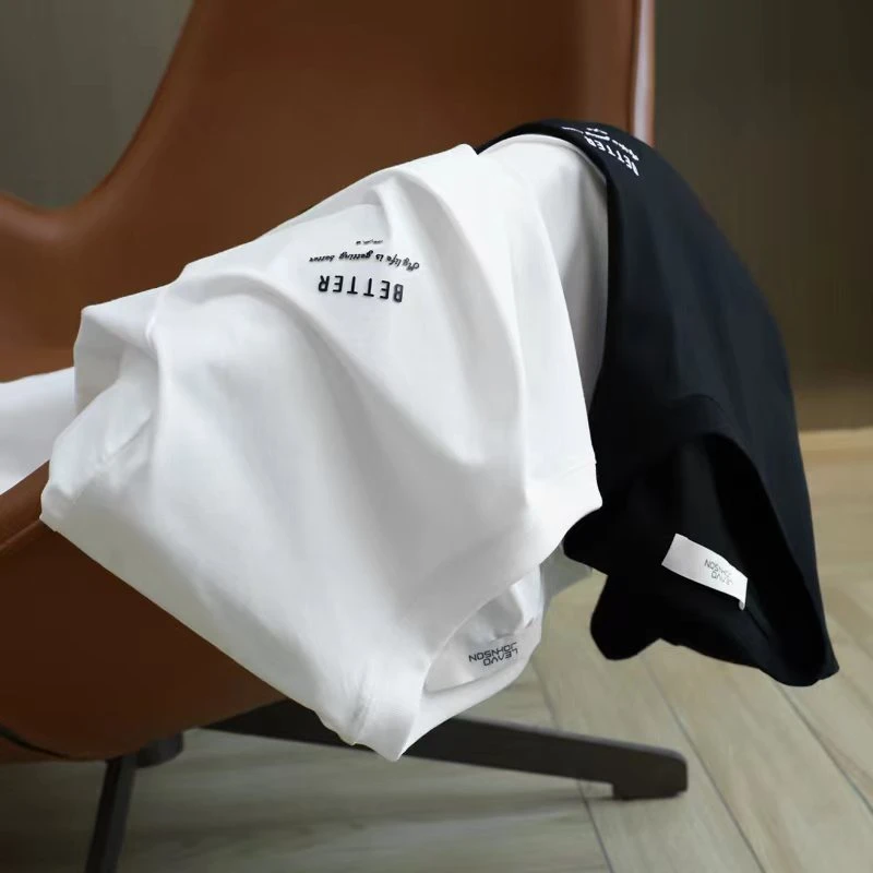 法国轻奢！弹力丝滑夏季男士百搭圆领T恤休闲透气纯色短袖188