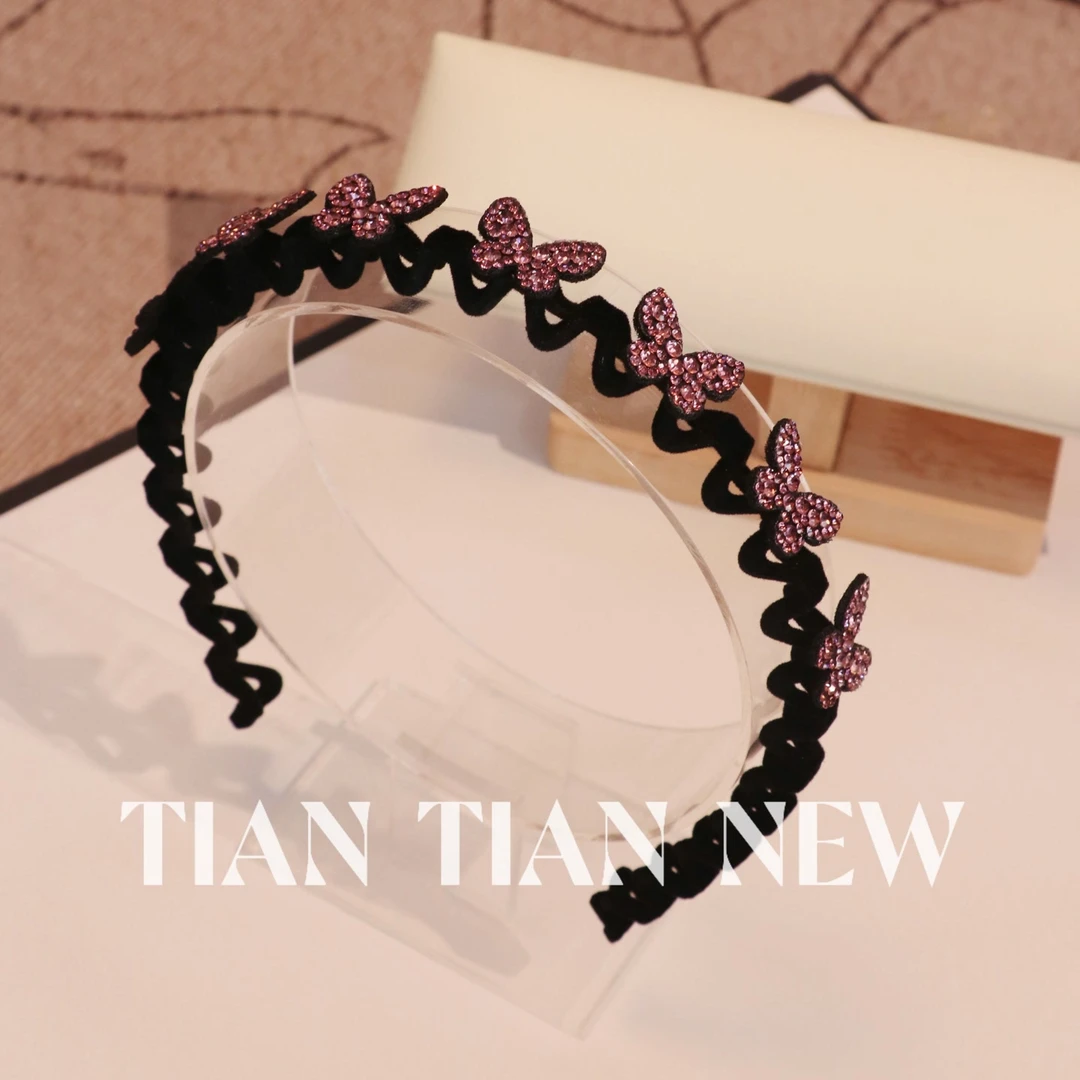 A144气质蝴蝶发箍女夏季高颅顶发捆头箍女款外出百搭简约发卡头饰