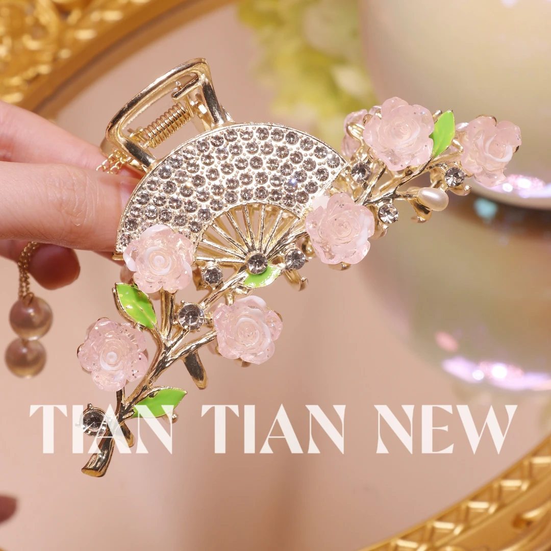 A083古风发饰抓夹女新中式发夹后脑勺气质大号盘发鲨鱼夹子汉服