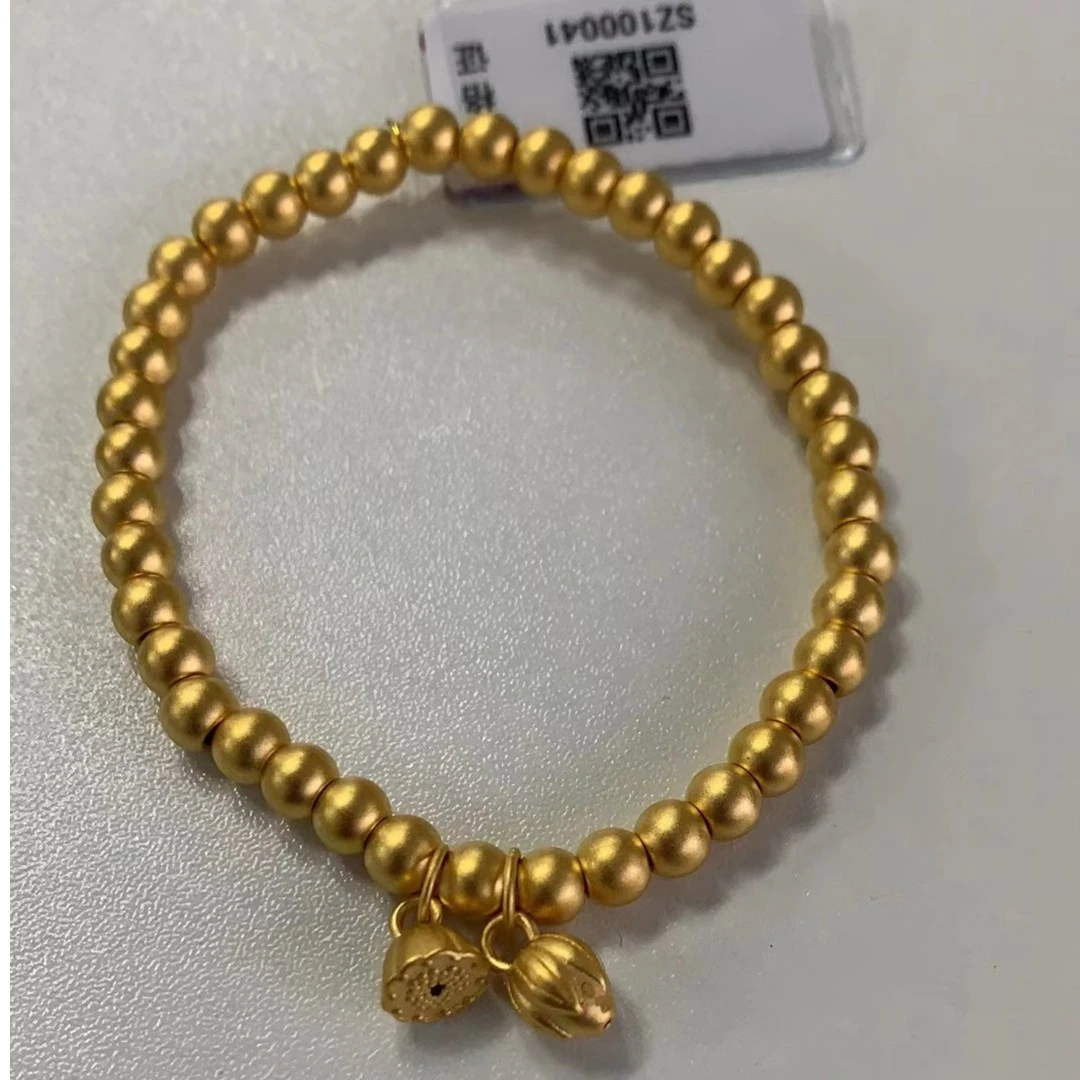 荣专属】SZ100041 24K AU999足金两世欢手串  古法素款气质