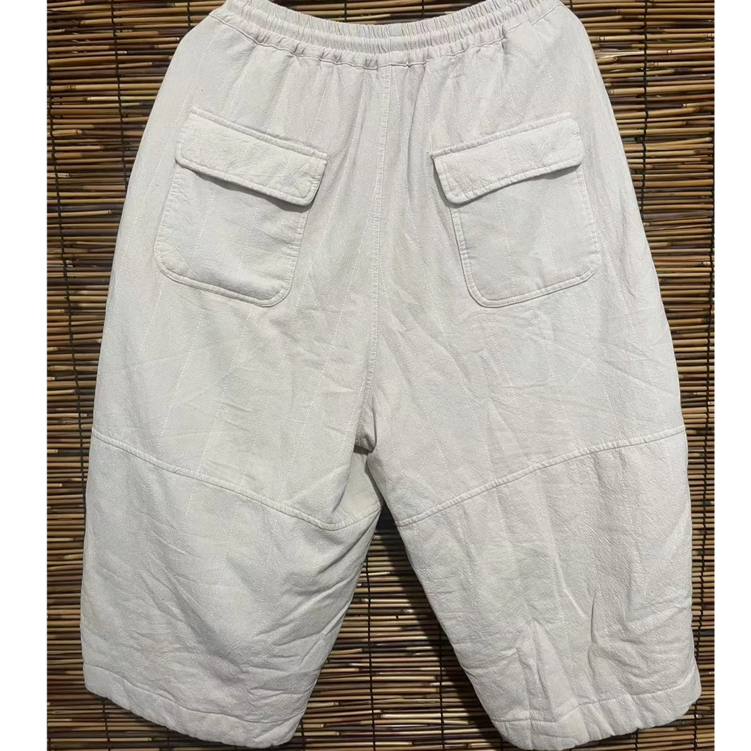 冬季新款休闲百搭夹棉炒色做旧亚麻棉裤(臀围140）裤长82