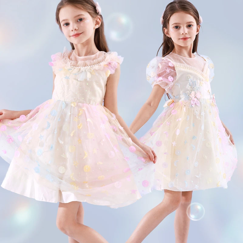 女童连衣裙2025春夏装新款公主仙女蛋糕裙子中大童洋气网纱裙