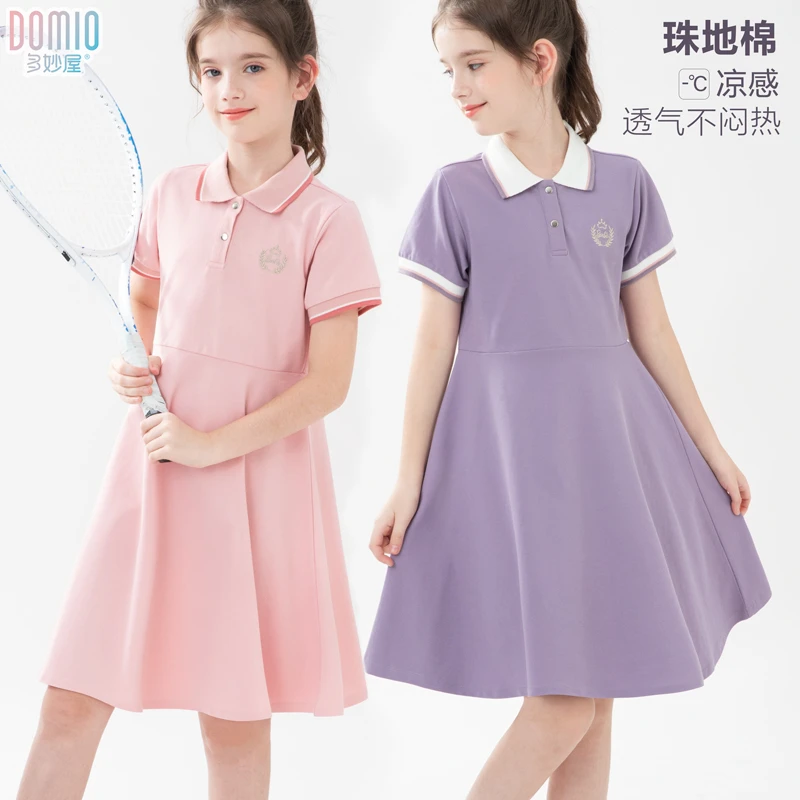 女童连衣裙2025新款夏装大童女孩Polo裙子多妙屋儿童学院风女装