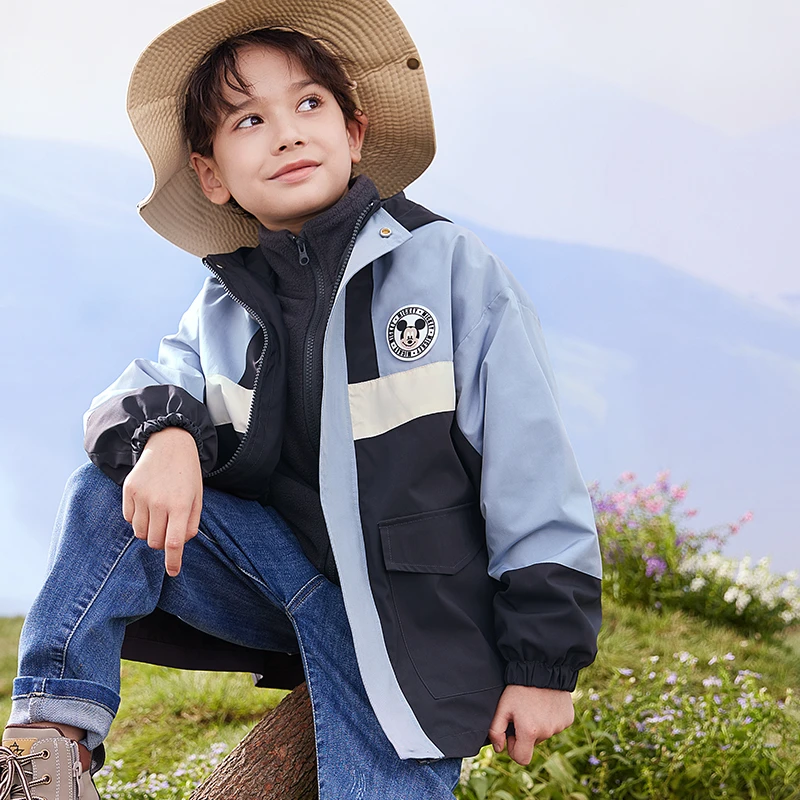 男童冲锋衣儿童外套秋装新款三合一摇粒绒内胆防风衣童装加绒JY