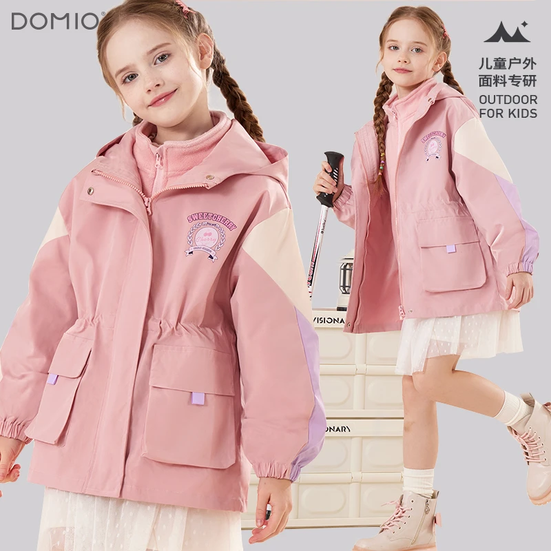 女童冲锋衣款儿童外套秋冬装新款大童户外防风三合一两件套加绒厚