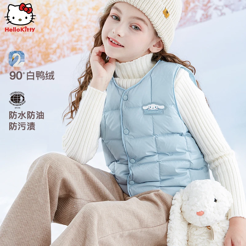 女童羽绒马甲秋冬儿童背心2025新款中大童轻薄白鸭绒内胆保暖童装