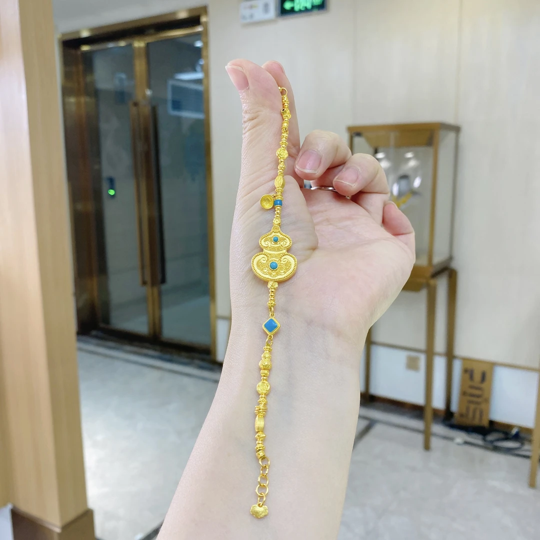 足金炸珠葫芦事事如意手链18.04克适合14～16手围