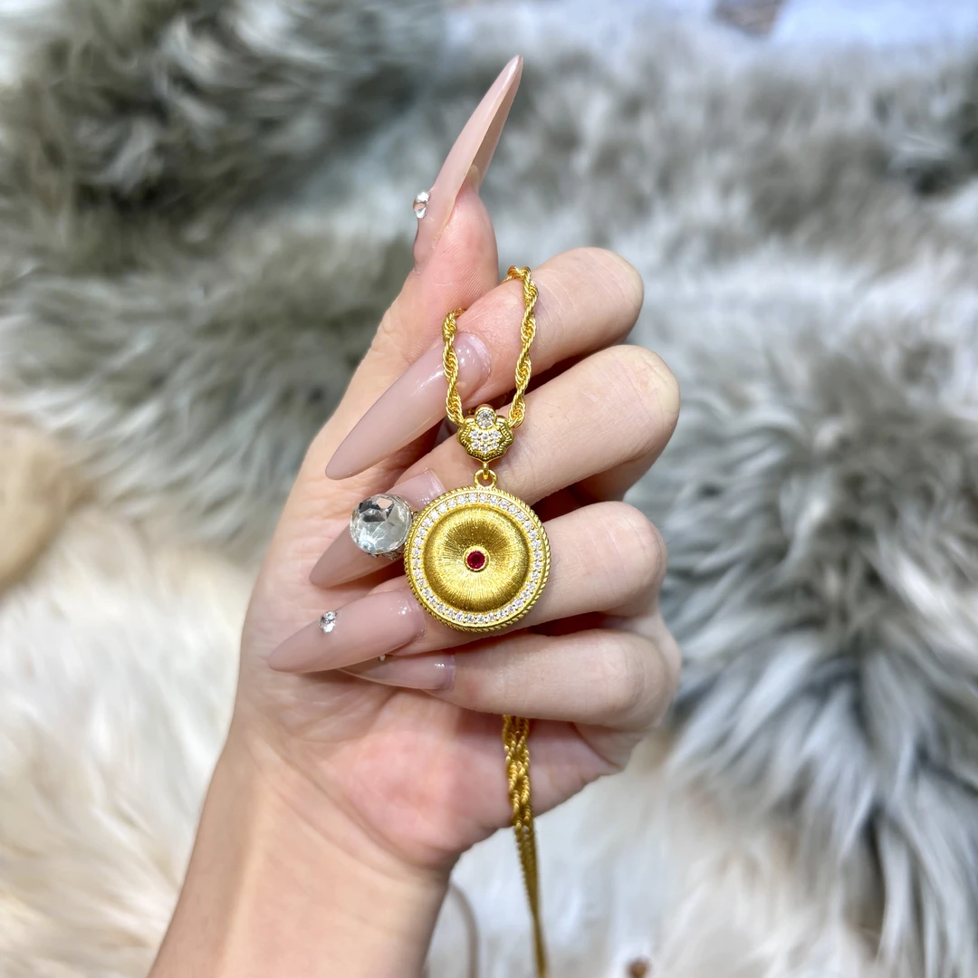 【平安扣】旺桂福传承珠宝古法拉丝平安扣吊坠 单吊坠不含链