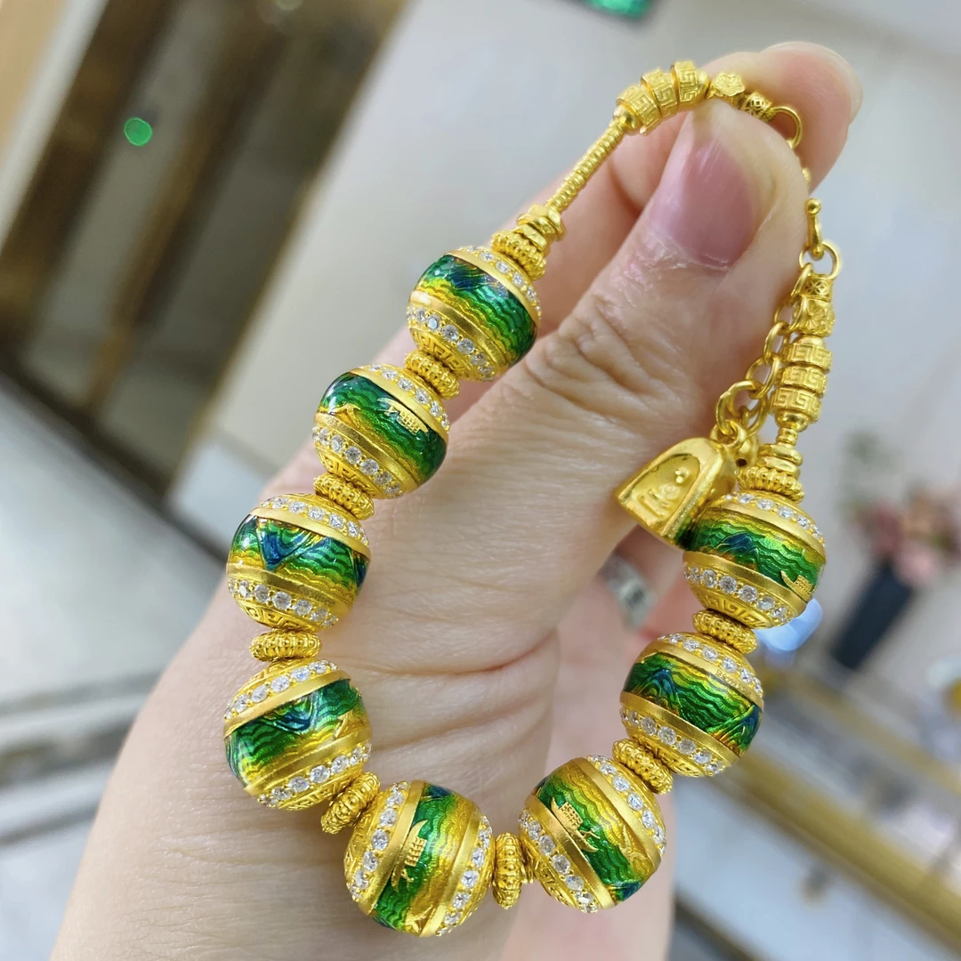 旺桂福传承珠宝足金千里江山八方来财手链63.69适合14～16手