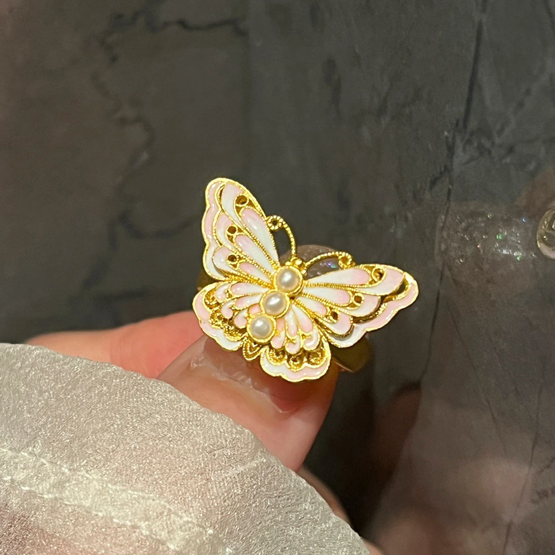 旺桂福传承～足金古法蝴蝶结戒指10.15克