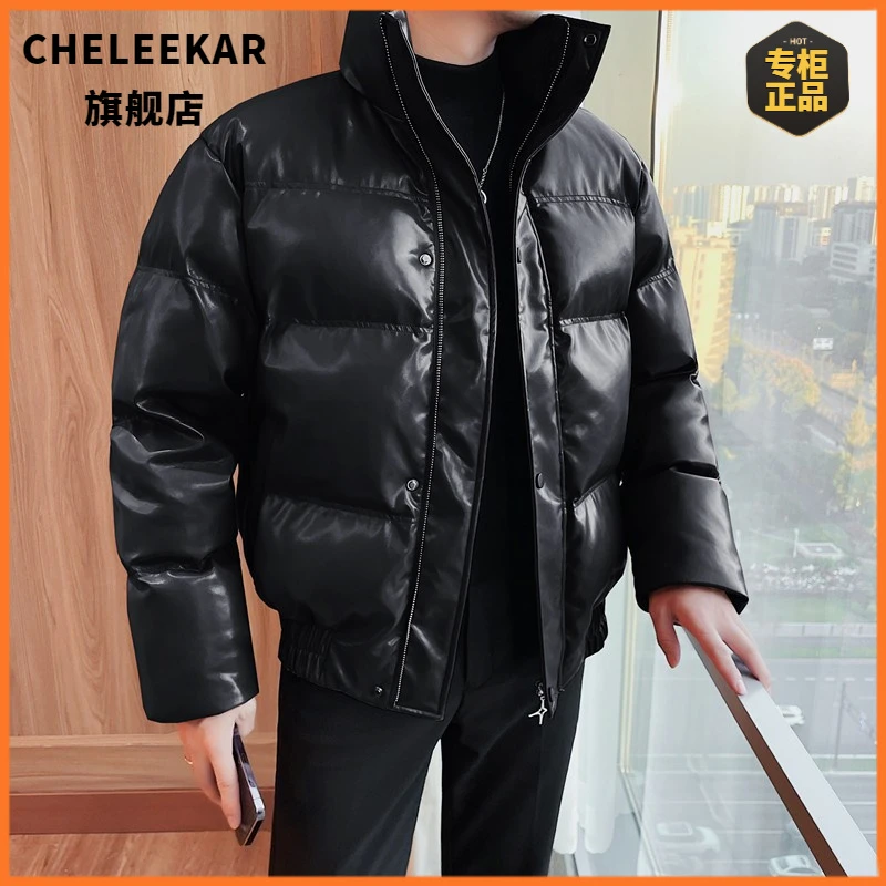 【香港轻奢CHELEEKAR】品质加厚仿皮外套面包服亮面棉衣男士冬季