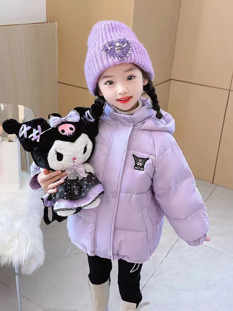 Y-N414【阿楠家甄选】女童羽绒服冬款紫色库洛米带玩偶洋气连帽