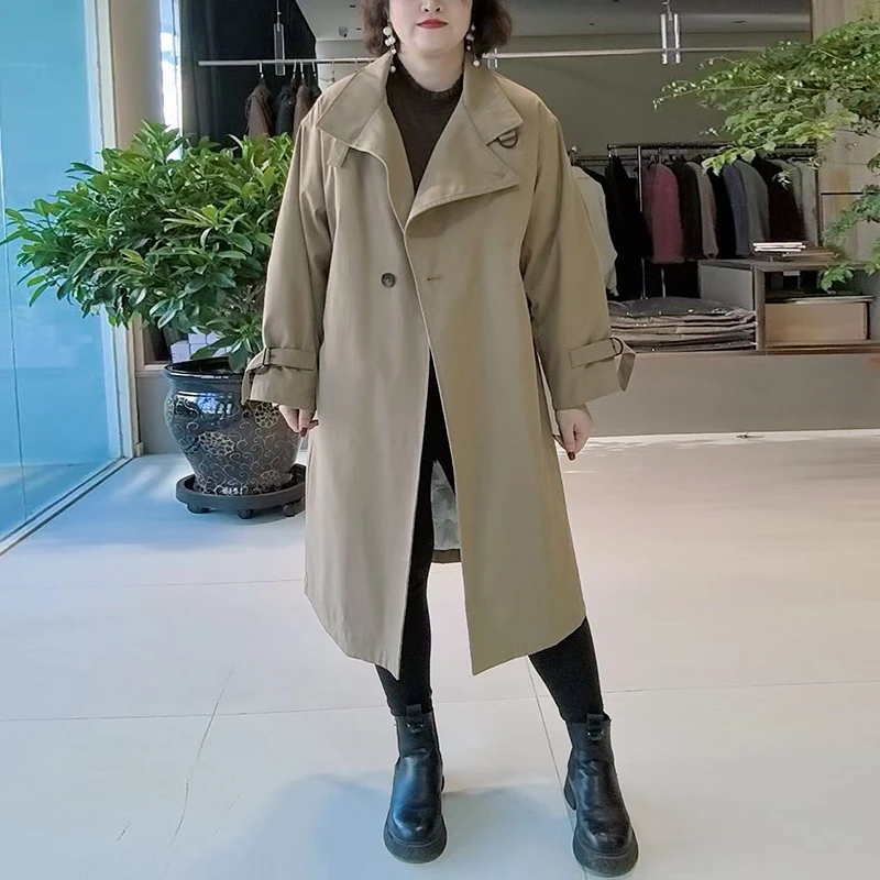 大翻领气质保暖羽绒服风衣式长款大码压胶过膝90白鸭绒冬季外套女