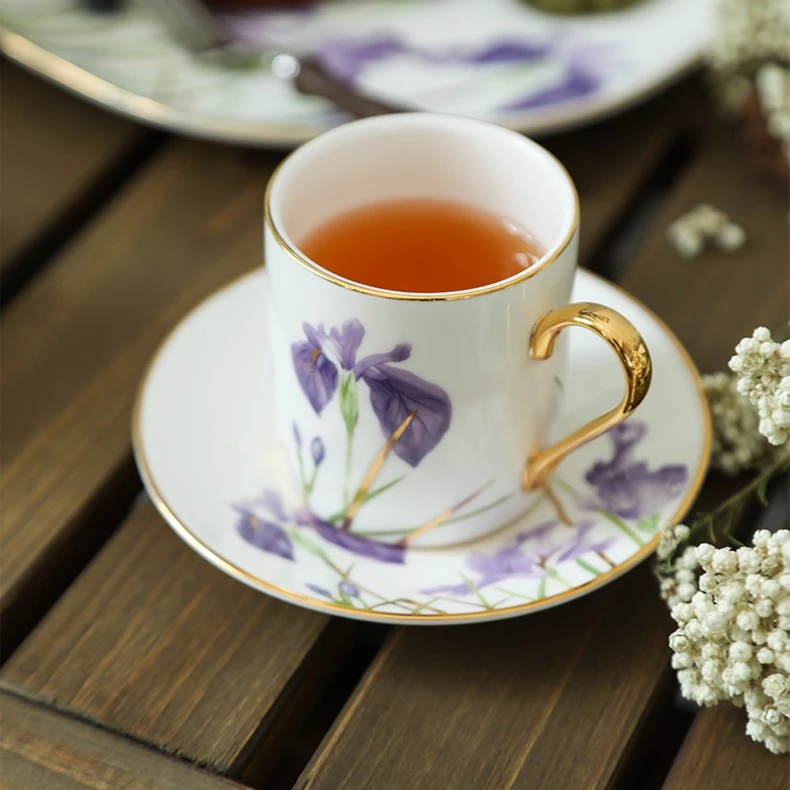 安娜16点(鸢尾花)骨瓷咖啡小杯碟茶杯红茶杯家用精致