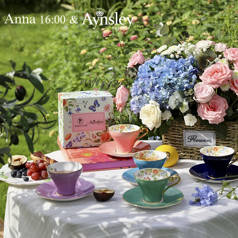 安娜16点（小屋花园）英式骨瓷小蛮腰咖啡杯碟高档精致下午茶红茶杯