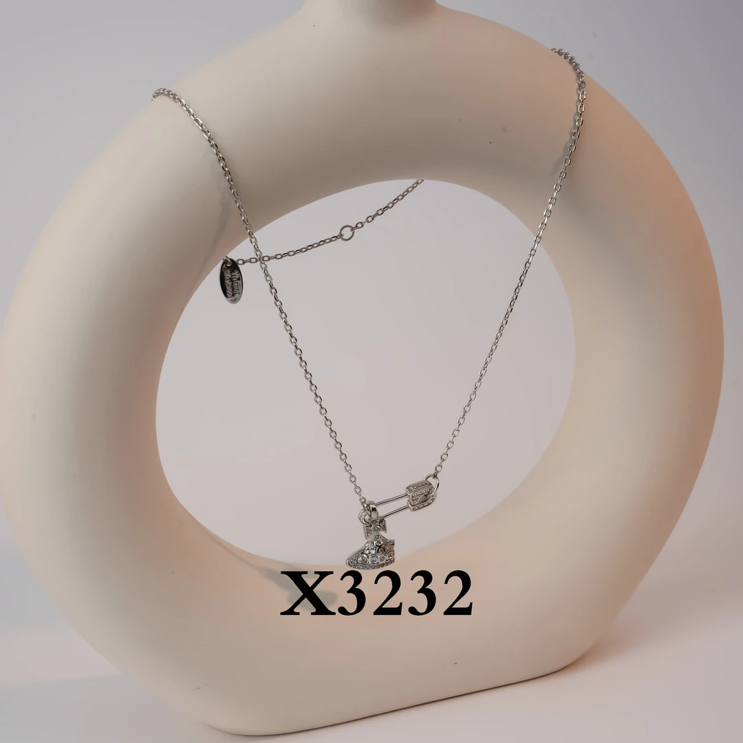 铜合金吊坠 原创设计铜合金项链 3232薇姐别针款星球项链白金色