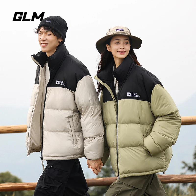 GLM棉服男拼色新款冬季潮牌立领保暖情侣百搭休闲运动撞色面包服