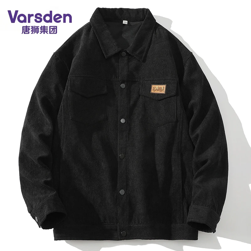 唐狮集团Varsden灯芯绒外套男款春秋翻领长袖青少年男士长袖夹克