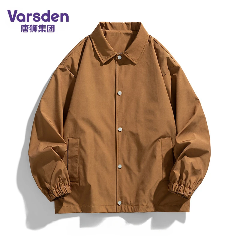 唐狮集团Varsden男士长袖外套春秋薄款纯色日系简约翻领休闲夹克