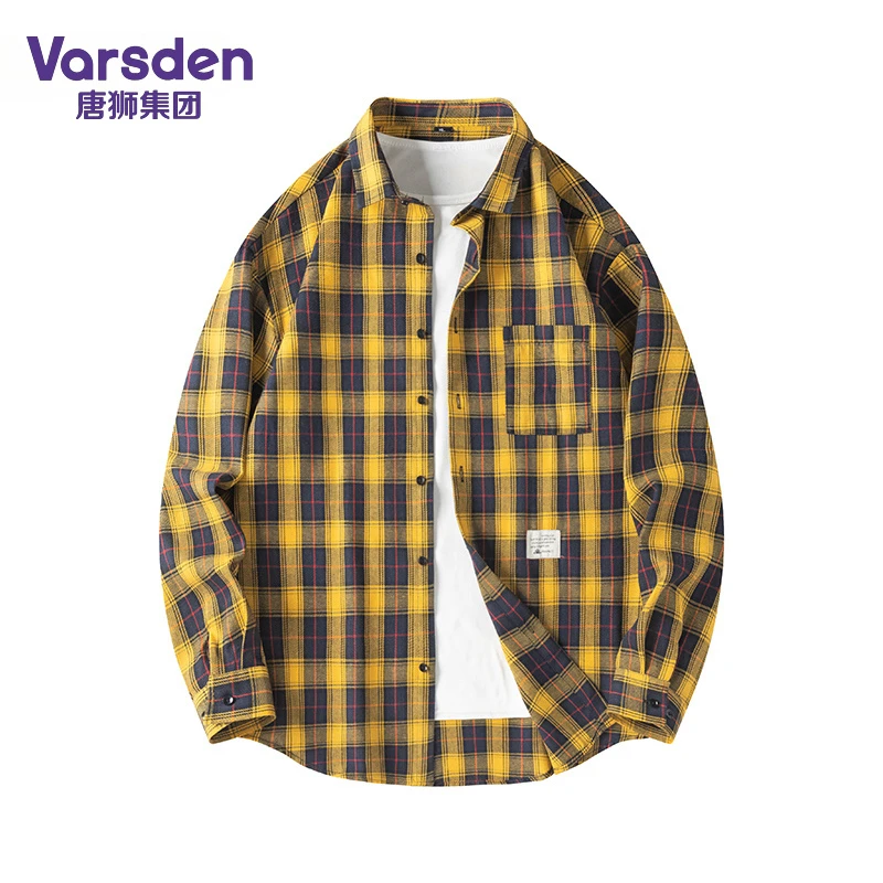 唐狮集团Varsden男格子衬衫2024年韩版宽松港风学日常休闲长袖潮