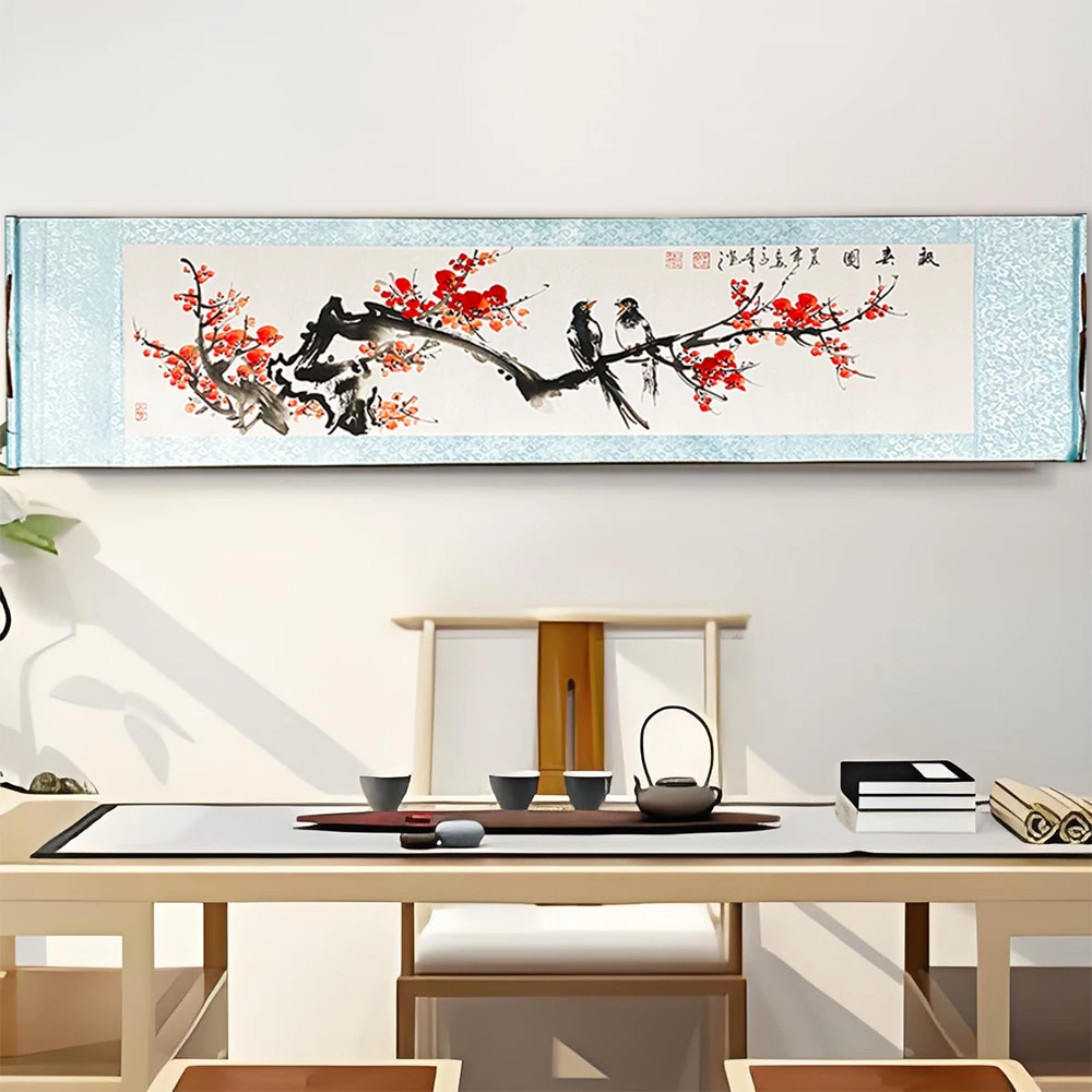 张高峰国画《报春图》四尺对开 高档精装裱挂轴艺术品 客厅书房茶室