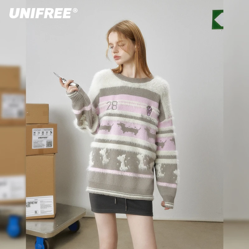 0102【金拐子专属】UNIFREE宽松圆领套头毛衣U243K398B1B1