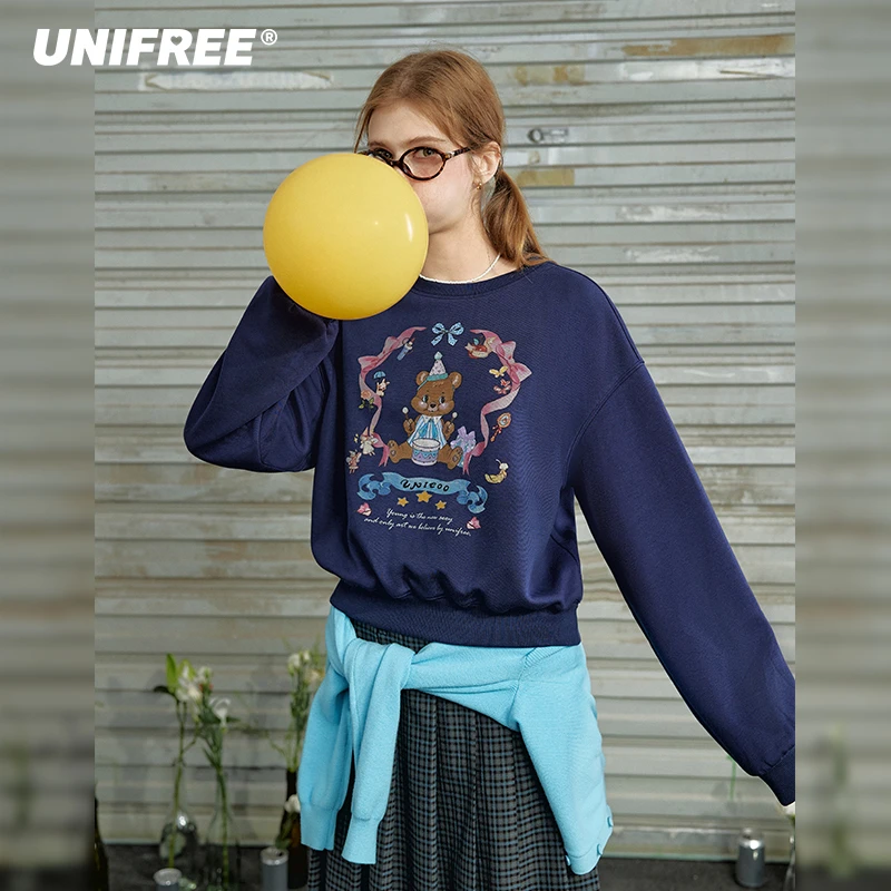 【云c专属】UNIFREE蝴蝶结印花元气减龄卫衣U243A033K2U1