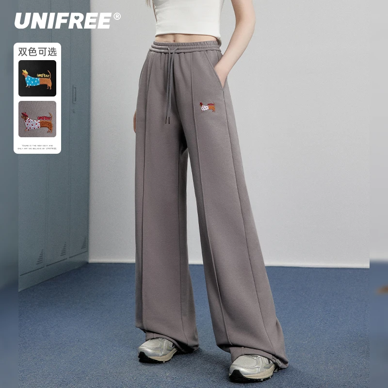 【金拐子专属】UNIFREE加绒运动裤秋冬新款高腰直筒U244P025K1K1